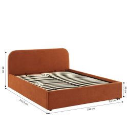 Letto contenitore MOKA in tessuto ruggine 160x200 rete inclusa
