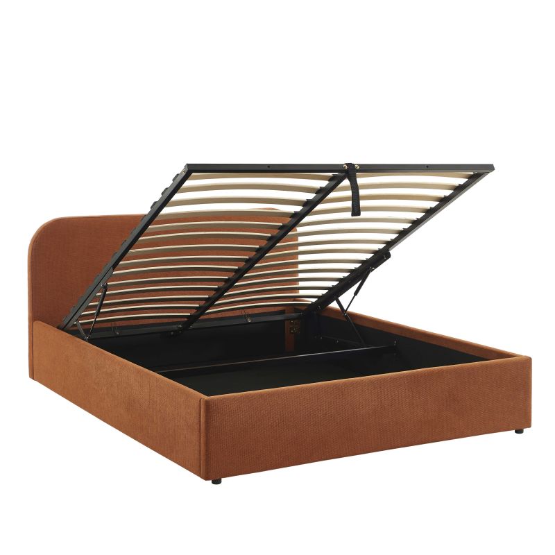 Letto contenitore MOKA in tessuto ruggine 160x200 rete inclusa