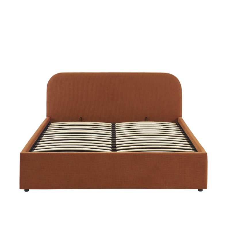 Letto contenitore MOKA in tessuto ruggine 160x200 rete inclusa