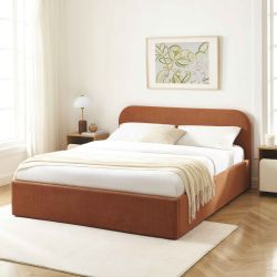 Letto contenitore MOKA in tessuto ruggine 160x200 rete inclusa