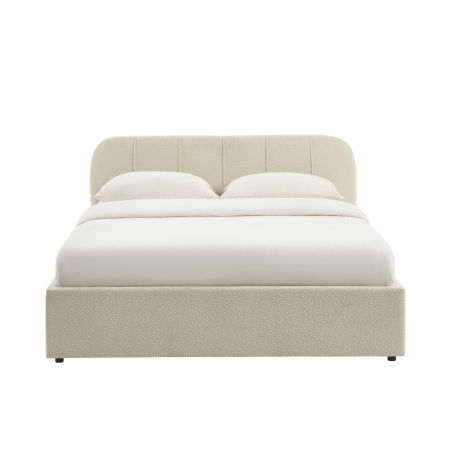 Letto contenitore YUME tessuto ciniglia beige 160x200 rete inclusa