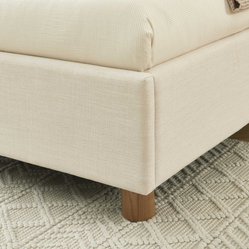 Letto contenitore KORALL 90x190 tessuto beige lino rete inclusa