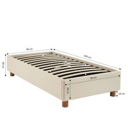 Letto contenitore KORALL 90x190 tessuto beige lino rete inclusa