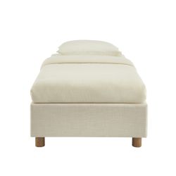 Letto contenitore KORALL 90x190 tessuto beige lino rete inclusa