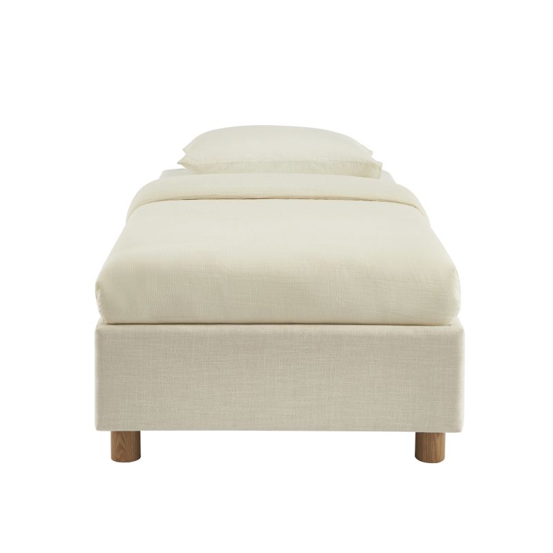Letto contenitore KORALL 90x190 tessuto beige lino rete inclusa