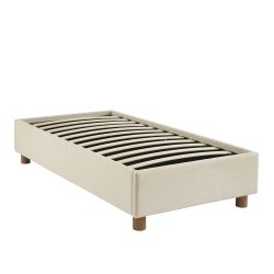 Letto contenitore KORALL 90x190 tessuto beige lino rete inclusa
