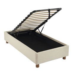 Letto contenitore KORALL 90x190 tessuto beige lino rete inclusa
