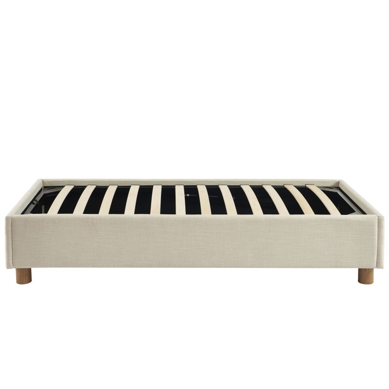Letto contenitore KORALL 90x190 tessuto beige lino rete inclusa