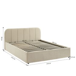 Letto contenitore YUME tessuto ciniglia beige 160x200 rete inclusa