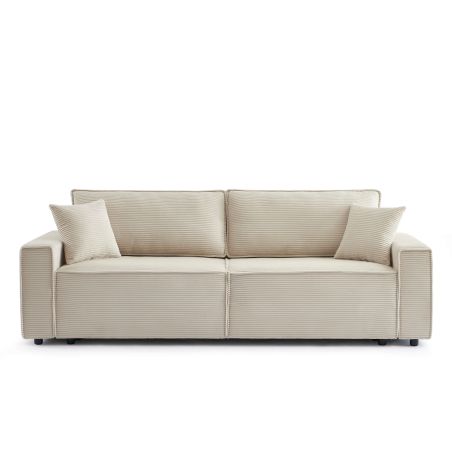 Gerades 3-Sitzer-Schlafsofa ZOLA aus beigem Cord