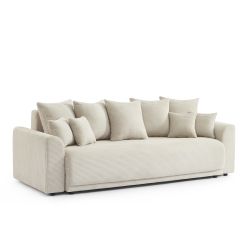 Divano letto lineare 3 posti SOLINE in velluto a coste beige