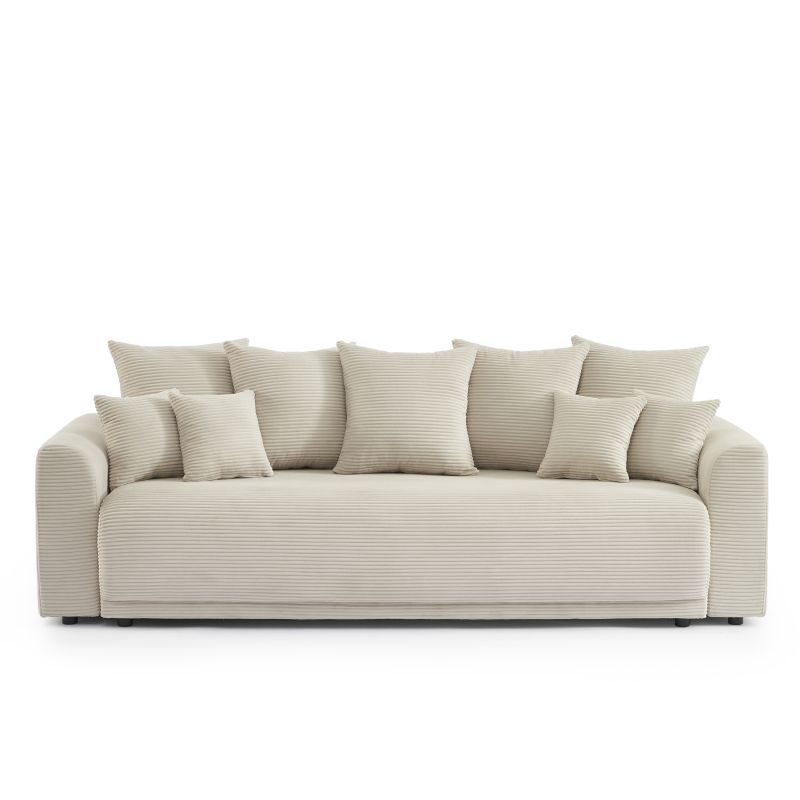 Divano letto lineare 3 posti SOLINE in velluto a coste beige