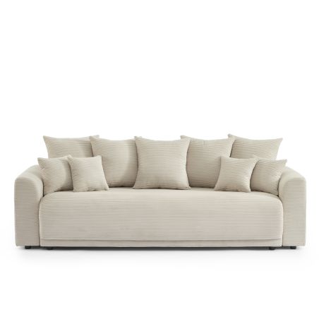 Gerades 3-Sitzer-Schlafsofa SOLINE aus beigem Cord
