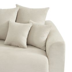 Divano letto lineare 3 posti SOLINE in velluto a coste beige