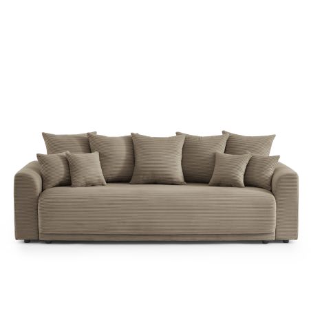 Gerades 3-Sitzer-Sofabett SOLINE aus taupefarbenem Cord