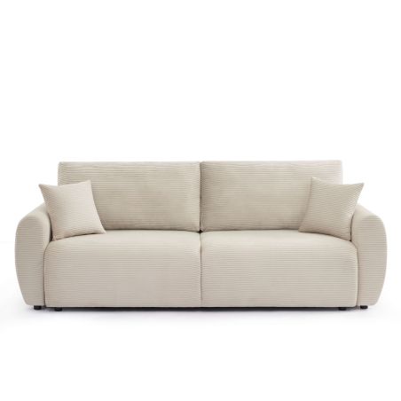 Canapé droit convertible 3 places DANILO velours côtelé beige