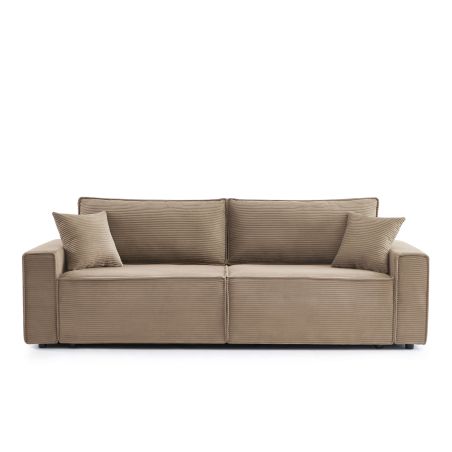 3-Sitzer-Schlafsofa ZOLA aus taupefarbenem Cord