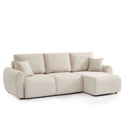Divano angolare trasformabile e reversibile a 4 posti DANILO in velluto a coste beige