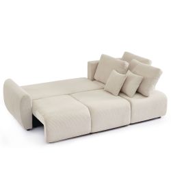 Divano angolare trasformabile e reversibile a 4 posti DANILO in velluto a coste beige