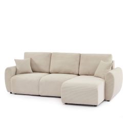 Divano angolare trasformabile e reversibile a 4 posti DANILO in velluto a coste beige
