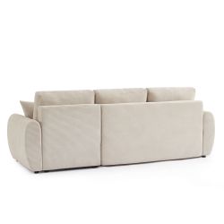 Divano angolare trasformabile e reversibile a 4 posti DANILO in velluto a coste beige