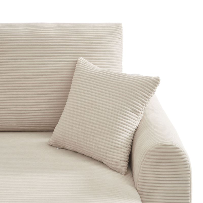 Divano angolare trasformabile e reversibile a 4 posti DANILO in velluto a coste beige