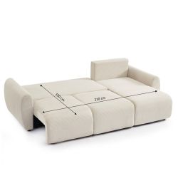Divano angolare trasformabile e reversibile a 4 posti DANILO in velluto a coste beige