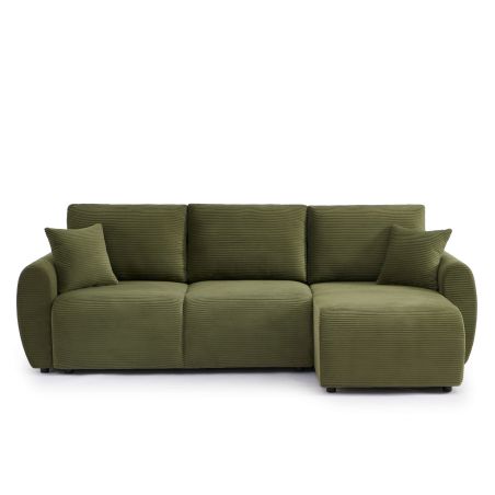 4-Sitzer-Ecksofa, umbaubar und wendbar, DANILO, grüner Cord