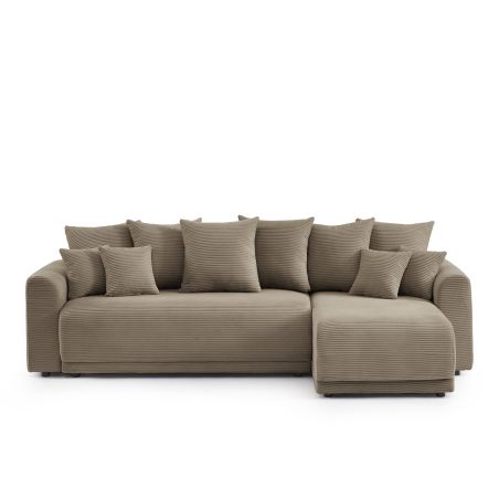 Ecksofa SOLINE, umbaubar und wendbar, 4-Sitzer, aus taupefarbenem Cord