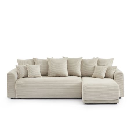4-Sitzer-Ecksofa SOLINE aus beigem Cord, umbaubar und wendbar