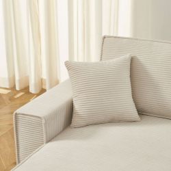 Divano angolare convertibile e reversibile a 4 posti ZOLA in velluto a coste beige