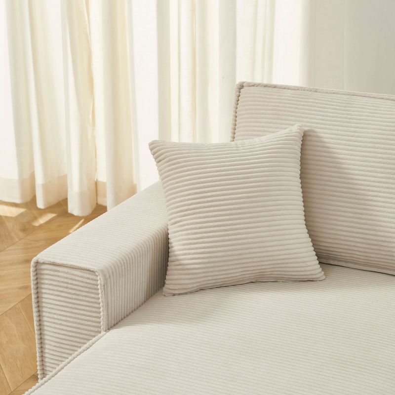 Divano angolare convertibile e reversibile a 4 posti ZOLA in velluto a coste beige