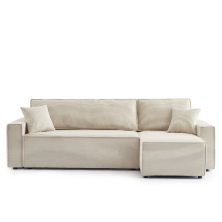 4-Sitzer-Ecksofa, umbaubar und wendbar, ZOLA, beigefarbener Cord