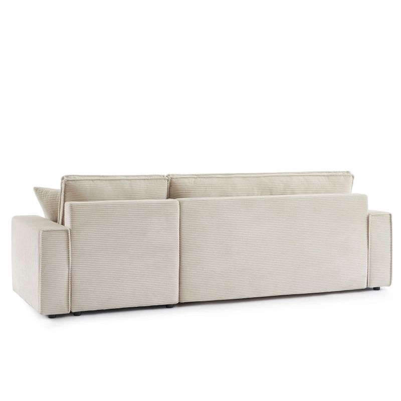 Divano angolare convertibile e reversibile a 4 posti ZOLA in velluto a coste beige