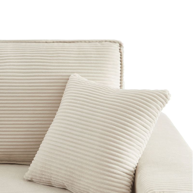 Divano angolare convertibile e reversibile a 4 posti ZOLA in velluto a coste beige