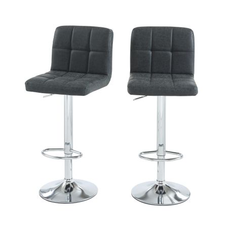 Lot de 2 tabourets de bar GARY en PU noir réglables
