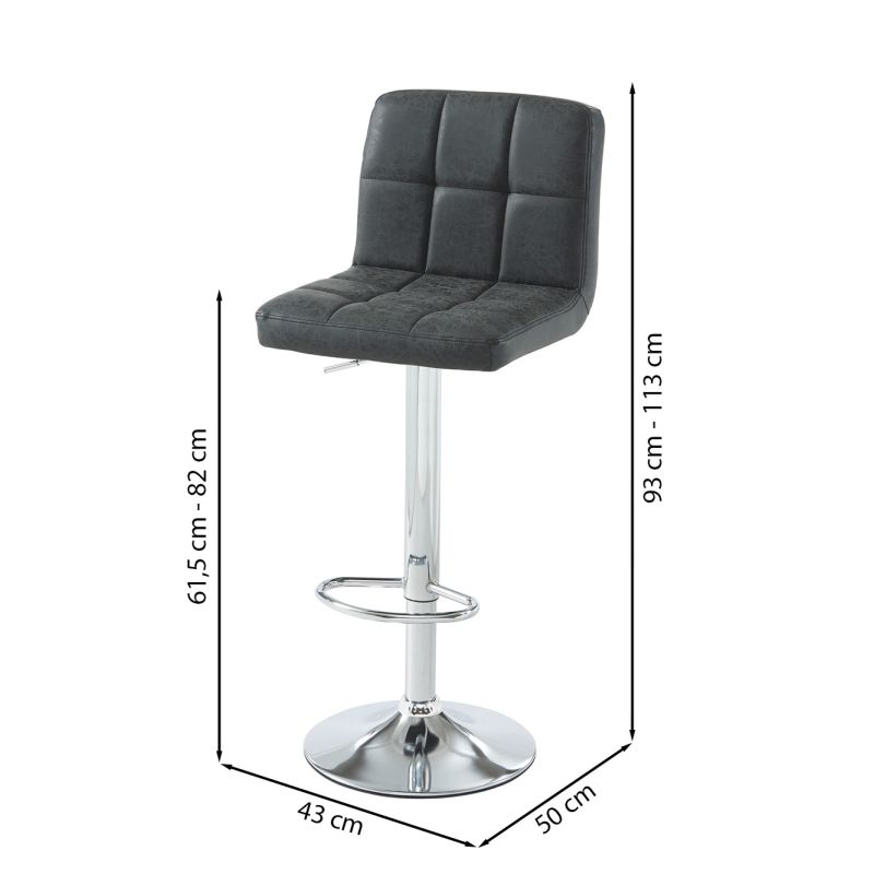 Set di 2 sgabelli da bar GARY in PU nero regolabili