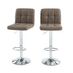 Lot de 2 tabourets de bar GARY en PU marron réglables