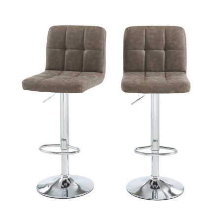 Lot de 2 tabourets de bar GARY en PU marron réglables