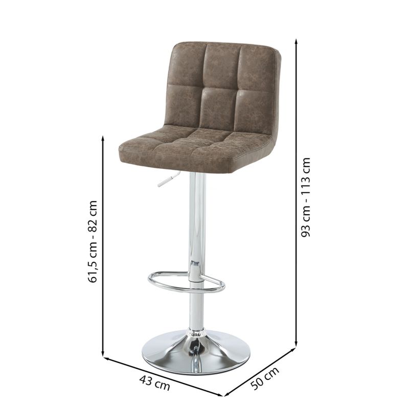 Lot de 2 tabourets de bar GARY en PU marron réglables