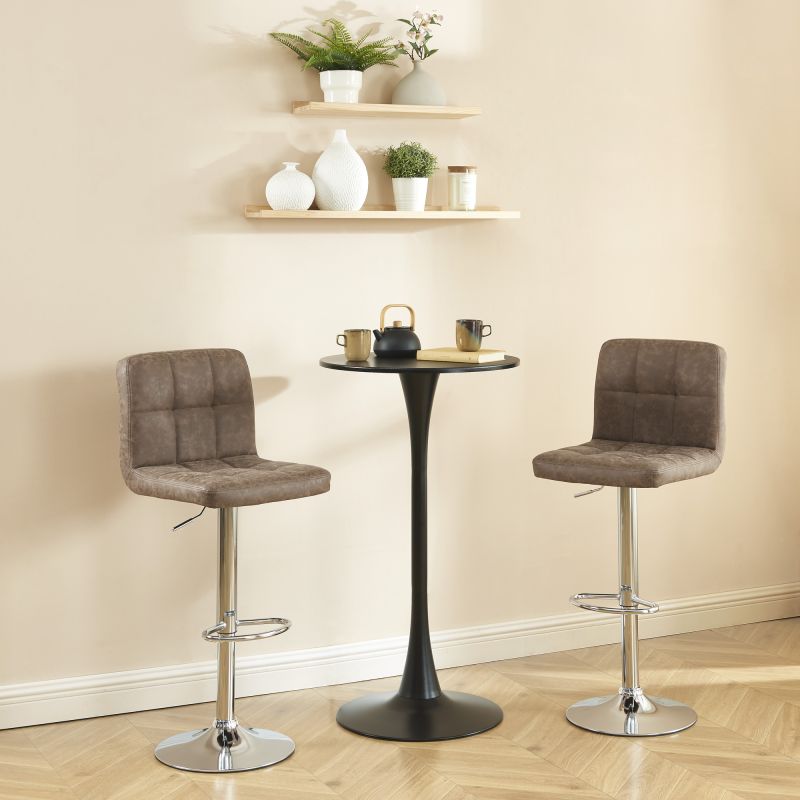 Lot de 2 tabourets de bar GARY en PU marron réglables
