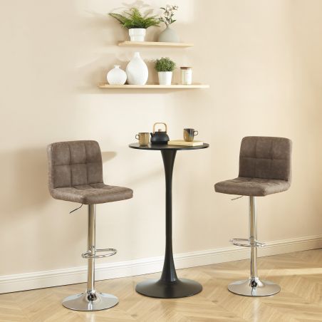 Lot de 2 tabourets de bar GARY en PU marron réglables