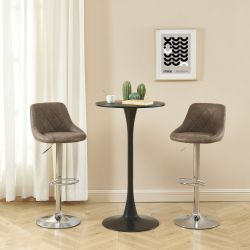 Set di 2 sgabelli da bar MATT in PU marrone regolabili