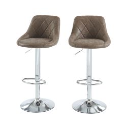Set di 2 sgabelli da bar MATT in PU marrone regolabili