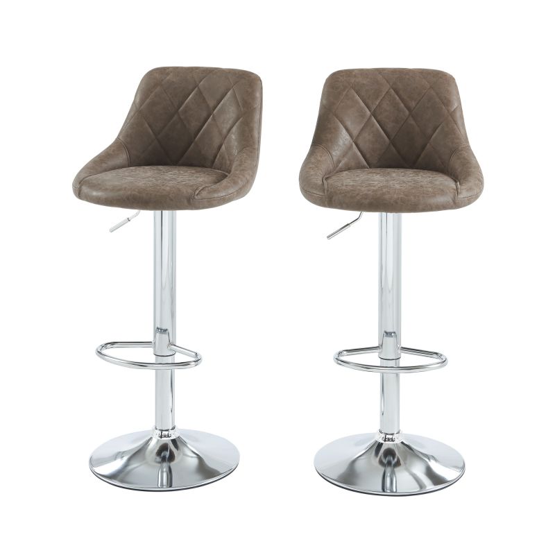 Set di 2 sgabelli da bar MATT in PU marrone regolabili