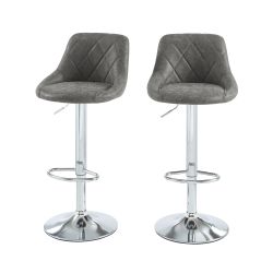 Set di 2 sgabelli da bar MATT in PU grigio regolabili