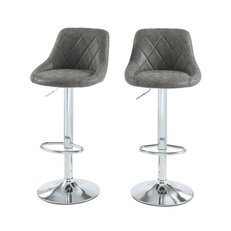 Lot de 2 tabourets de bar MATT en PU gris réglables