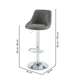 Set di 2 sgabelli da bar MATT in PU grigio regolabili