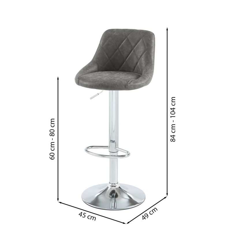Set di 2 sgabelli da bar MATT in PU grigio regolabili
