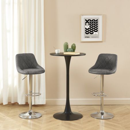Lot de 2 tabourets de bar MATT en PU gris réglables